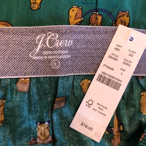 NWT JCrew Beaver Theme, Green Boxer Shorts, Large - Picture 4 of 5